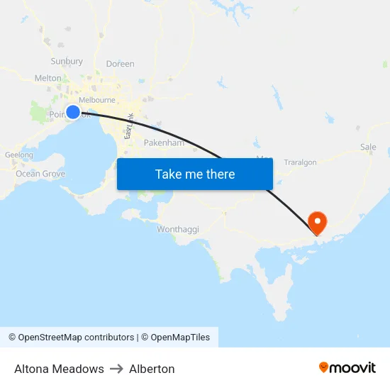 Altona Meadows to Alberton map