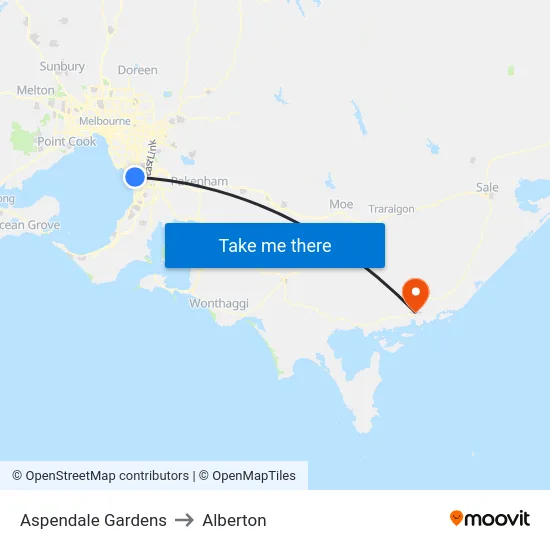 Aspendale Gardens to Alberton map