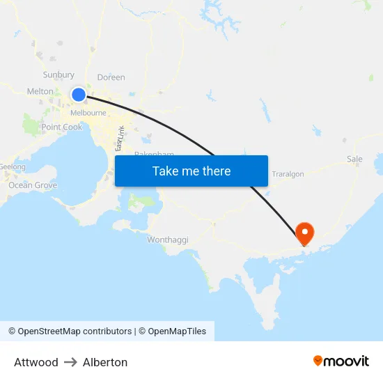 Attwood to Alberton map