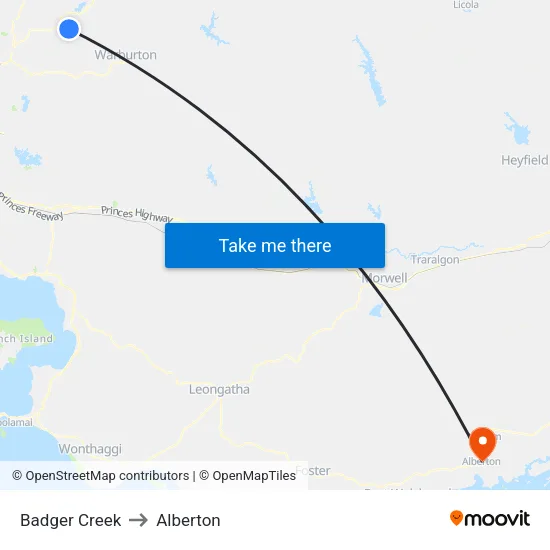 Badger Creek to Alberton map