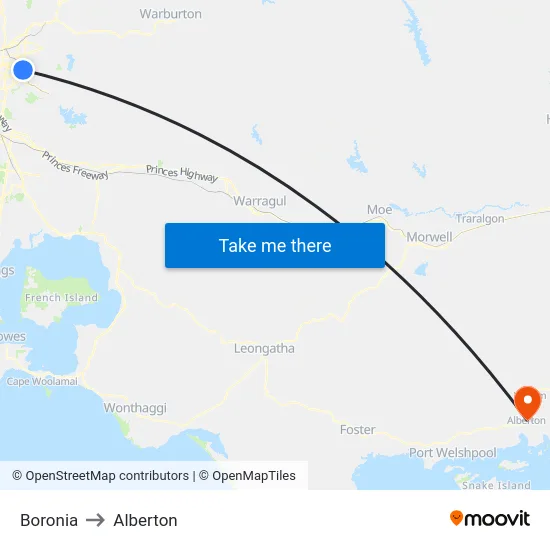 Boronia to Alberton map