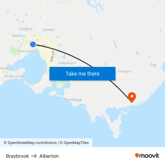 Braybrook to Alberton map
