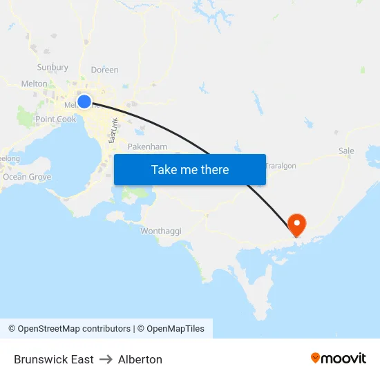 Brunswick East to Alberton map