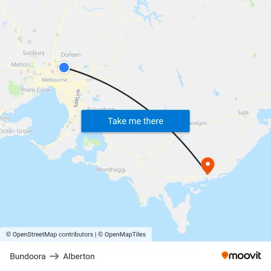 Bundoora to Alberton map
