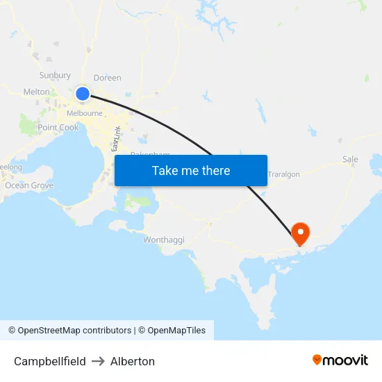Campbellfield to Alberton map