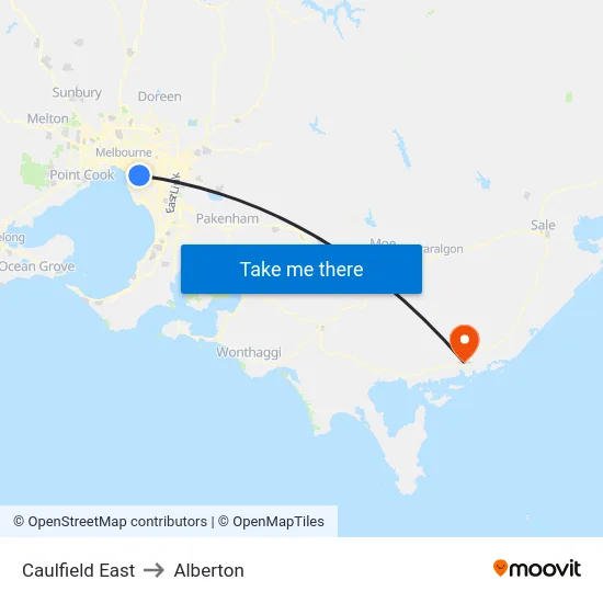 Caulfield East to Alberton map