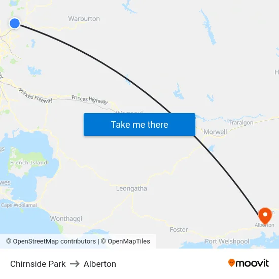 Chirnside Park to Alberton map