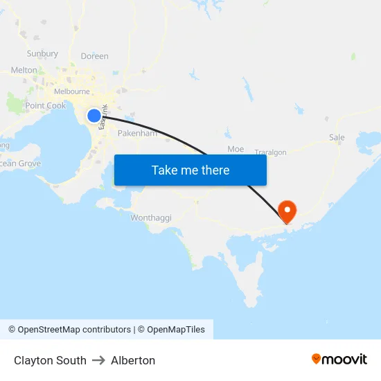 Clayton South to Alberton map