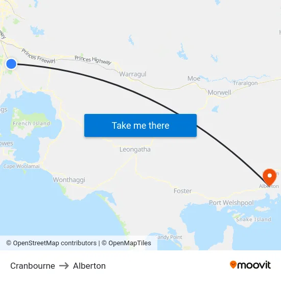 Cranbourne to Alberton map