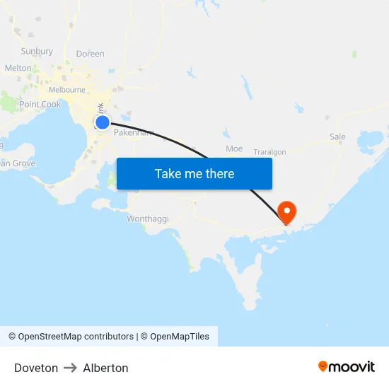 Doveton to Alberton map