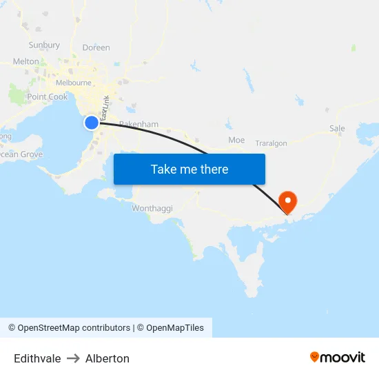 Edithvale to Alberton map