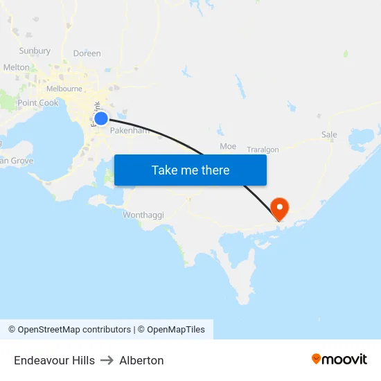 Endeavour Hills to Alberton map