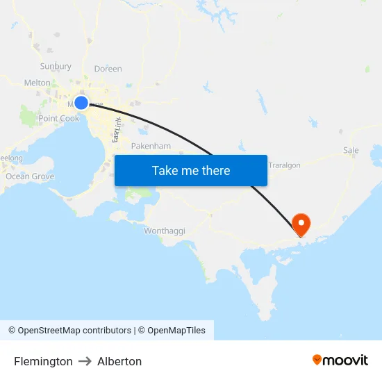 Flemington to Alberton map