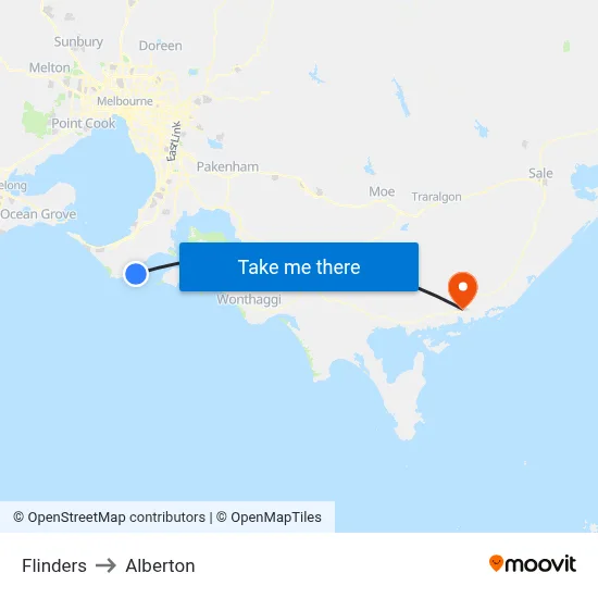 Flinders to Alberton map