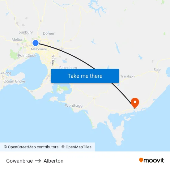 Gowanbrae to Alberton map