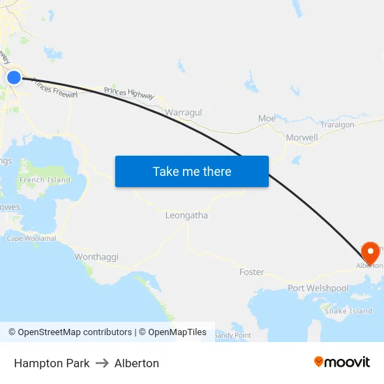 Hampton Park to Alberton map