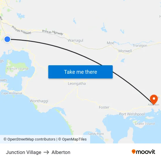 Junction Village to Alberton map