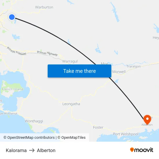 Kalorama to Alberton map