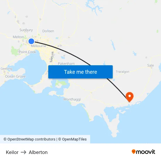 Keilor to Alberton map