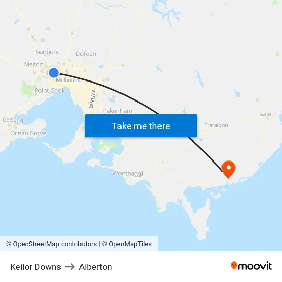 Keilor Downs to Alberton map