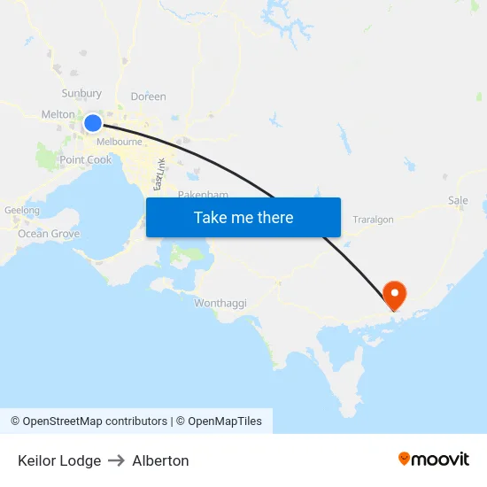 Keilor Lodge to Alberton map