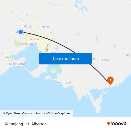 Kurunjang to Alberton map