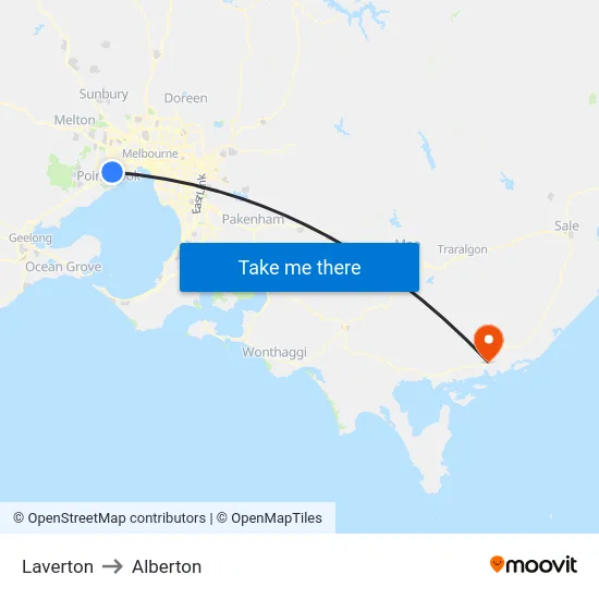 Laverton to Alberton map