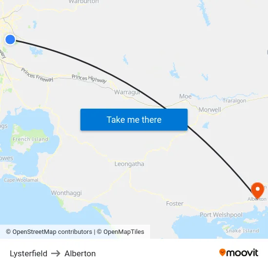 Lysterfield to Alberton map