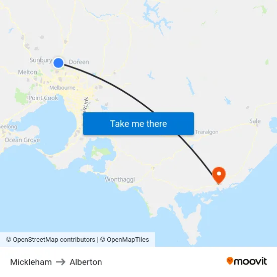 Mickleham to Alberton map