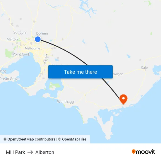 Mill Park to Alberton map