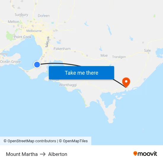 Mount Martha to Alberton map