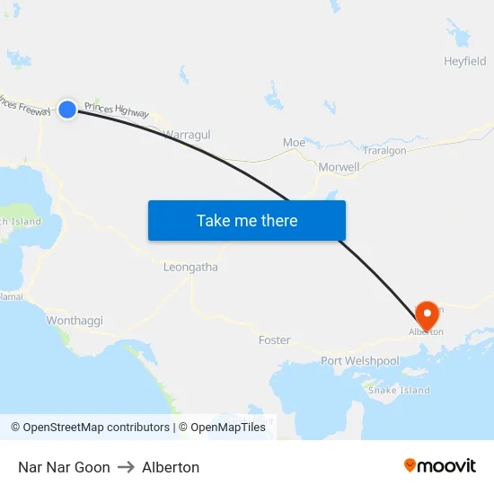 Nar Nar Goon to Alberton map