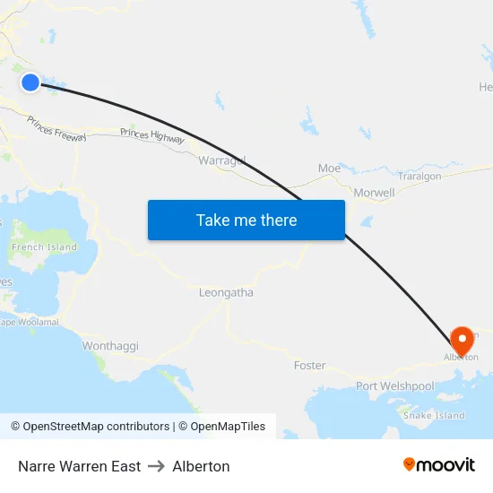 Narre Warren East to Alberton map