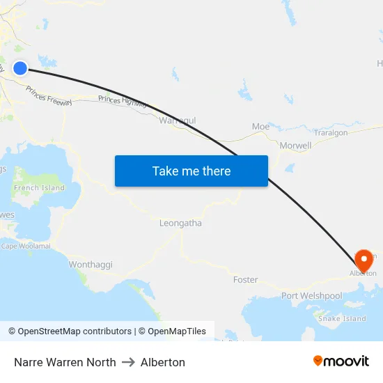 Narre Warren North to Alberton map