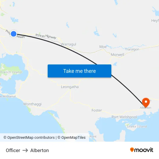 Officer to Alberton map