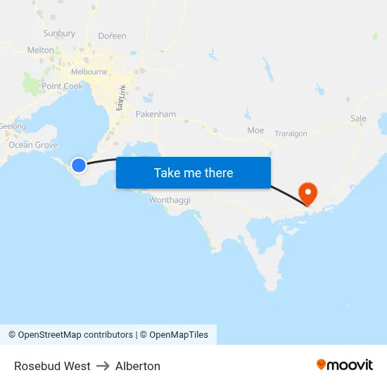 Rosebud West to Alberton map