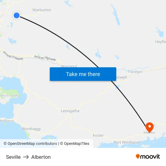 Seville to Alberton map