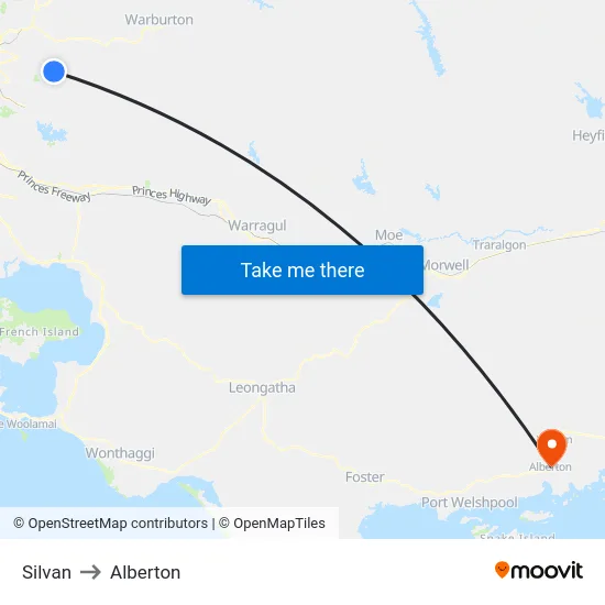 Silvan to Alberton map