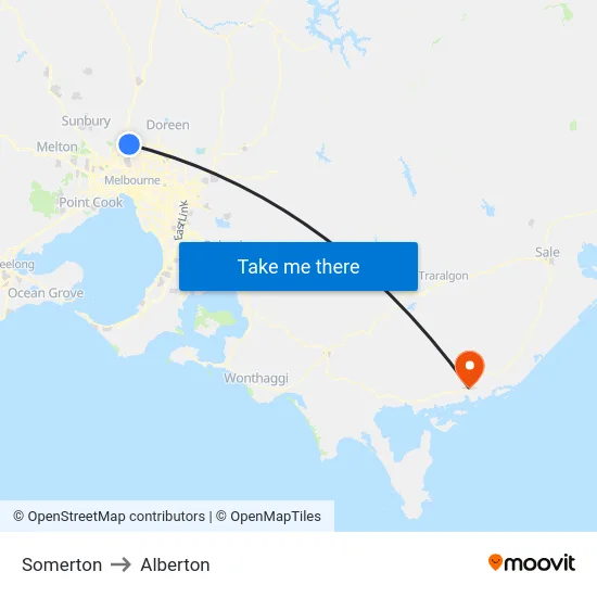 Somerton to Alberton map