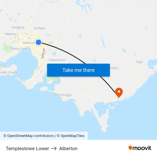 Templestowe Lower to Alberton map