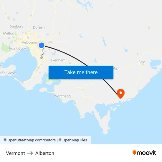 Vermont to Alberton map