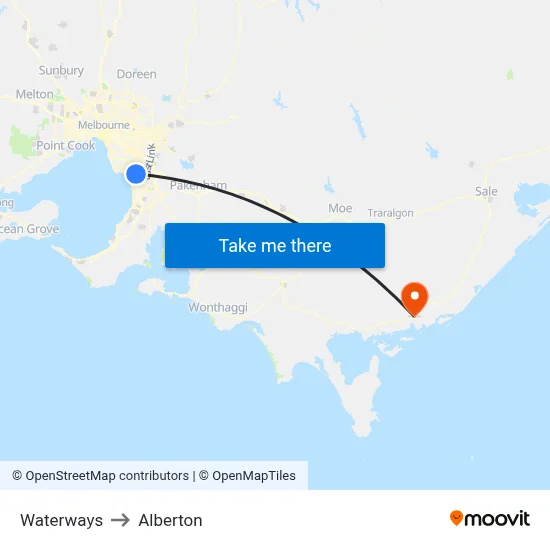 Waterways to Alberton map