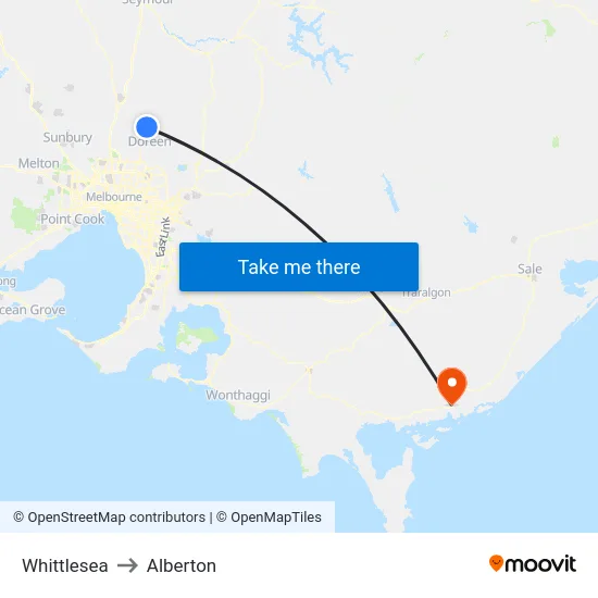 Whittlesea to Alberton map