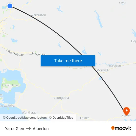 Yarra Glen to Alberton map
