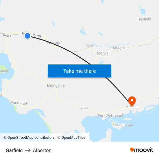 Garfield to Alberton map