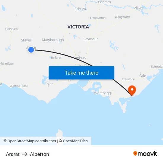 Ararat to Alberton map