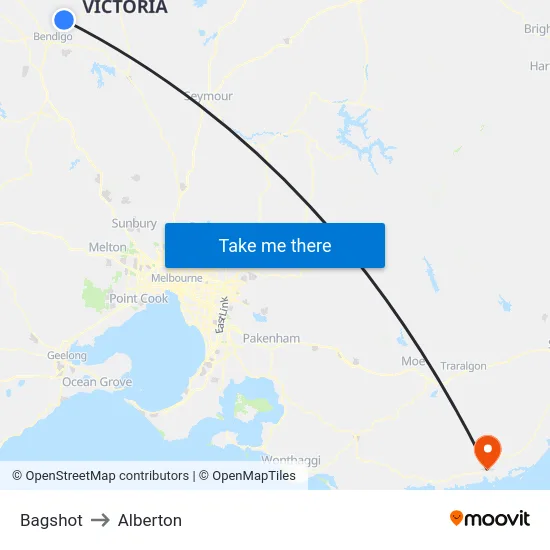 Bagshot to Alberton map