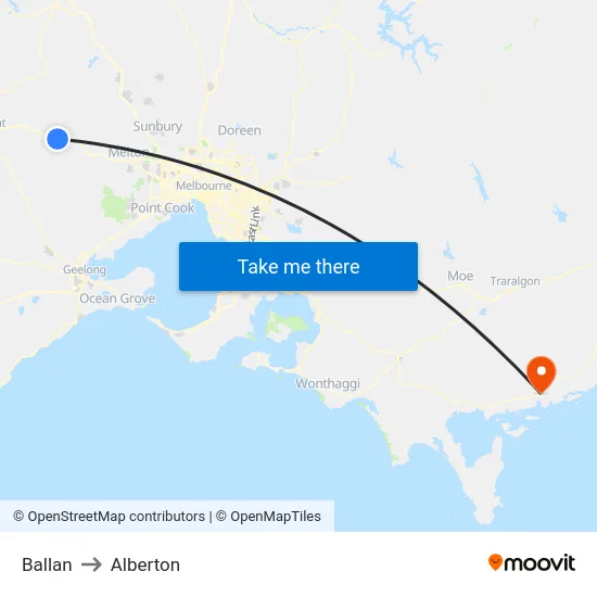Ballan to Alberton map