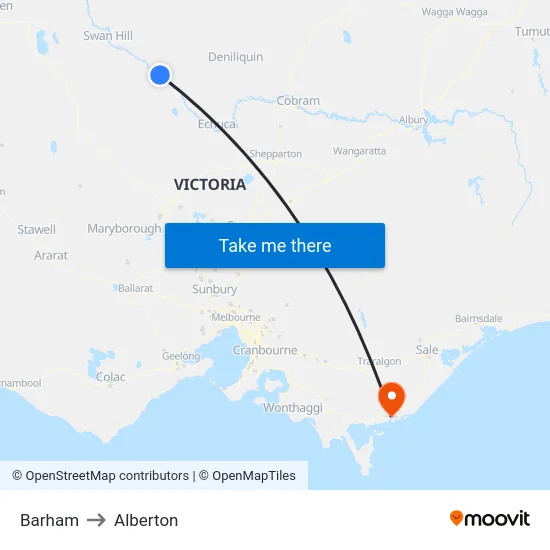 Barham to Alberton map