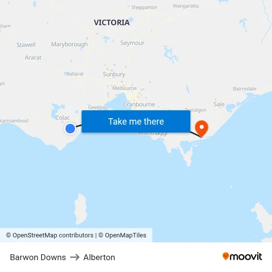 Barwon Downs to Alberton map